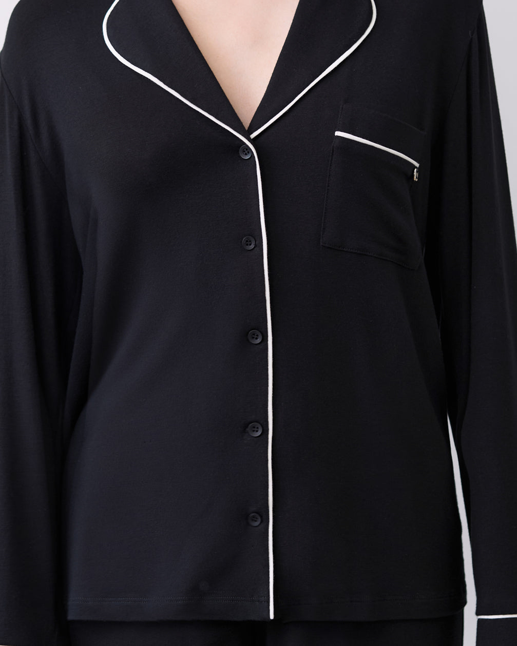 Bamboo button-up long sleeve Pajama set with pants 02116 black