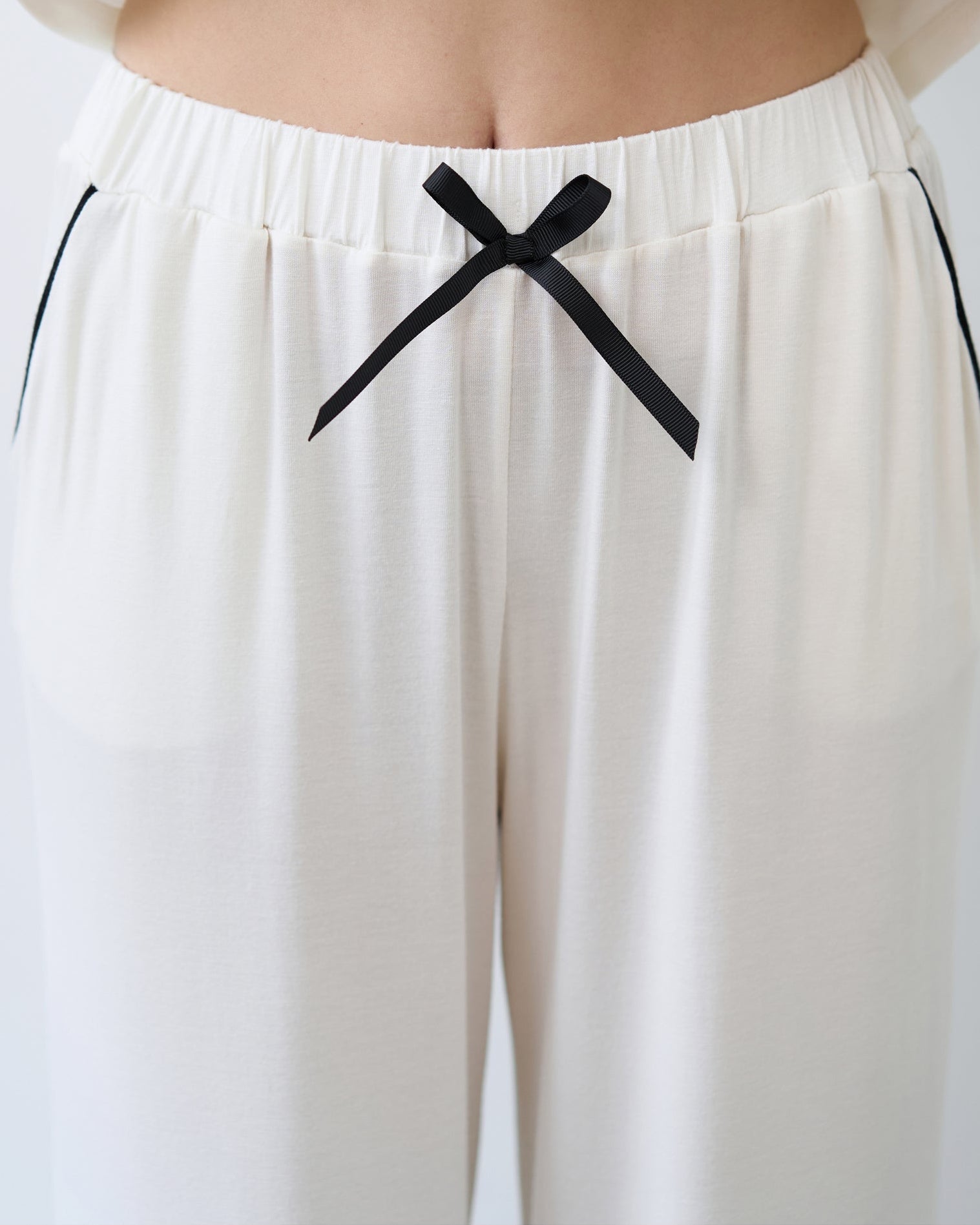 Bamboo button-up long sleeve Pajama set with pants 02116 ivory