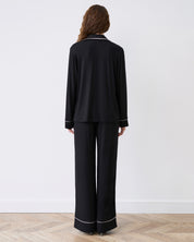 Bamboo button-up long sleeve Pajama set with pants 02116 black