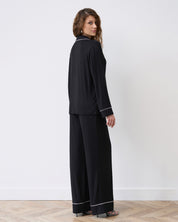Bamboo button-up long sleeve Pajama set with pants 02116 black