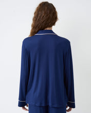 Bamboo button-up long sleeve Shirt 02116/1 navy