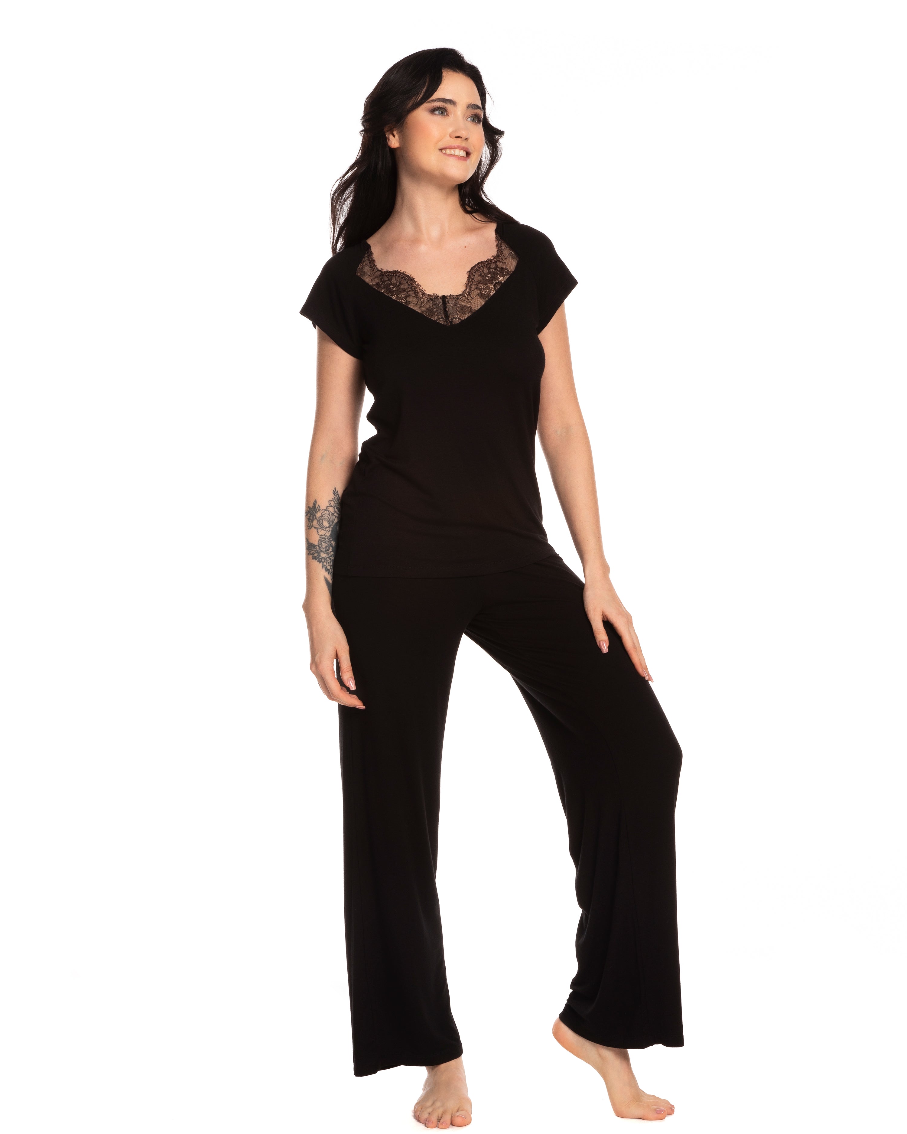 Bamboo t-shirt Pajama 0212/1 black