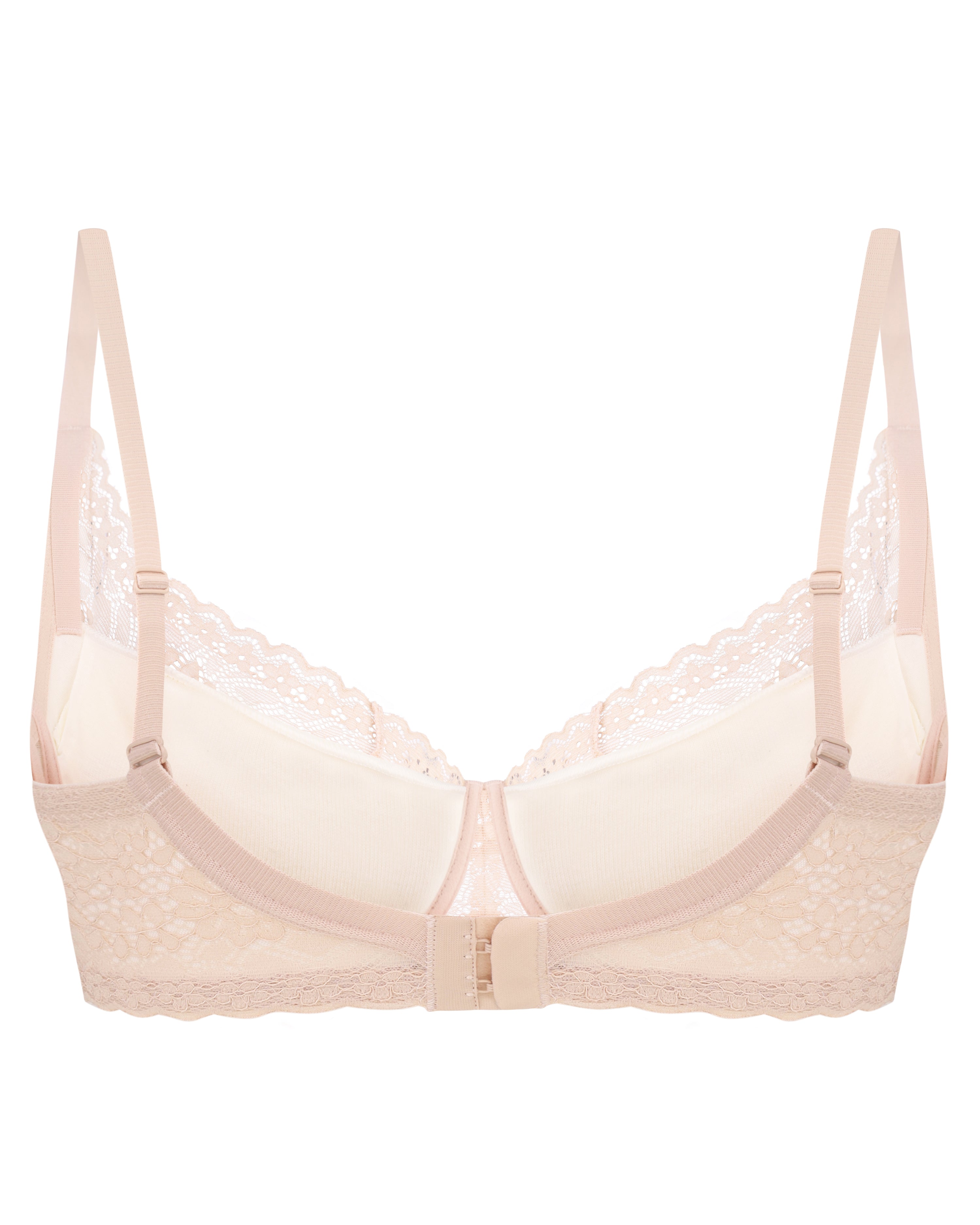 Plunge padded push-up Bra 023 010 combo base ivory + lace silver peony