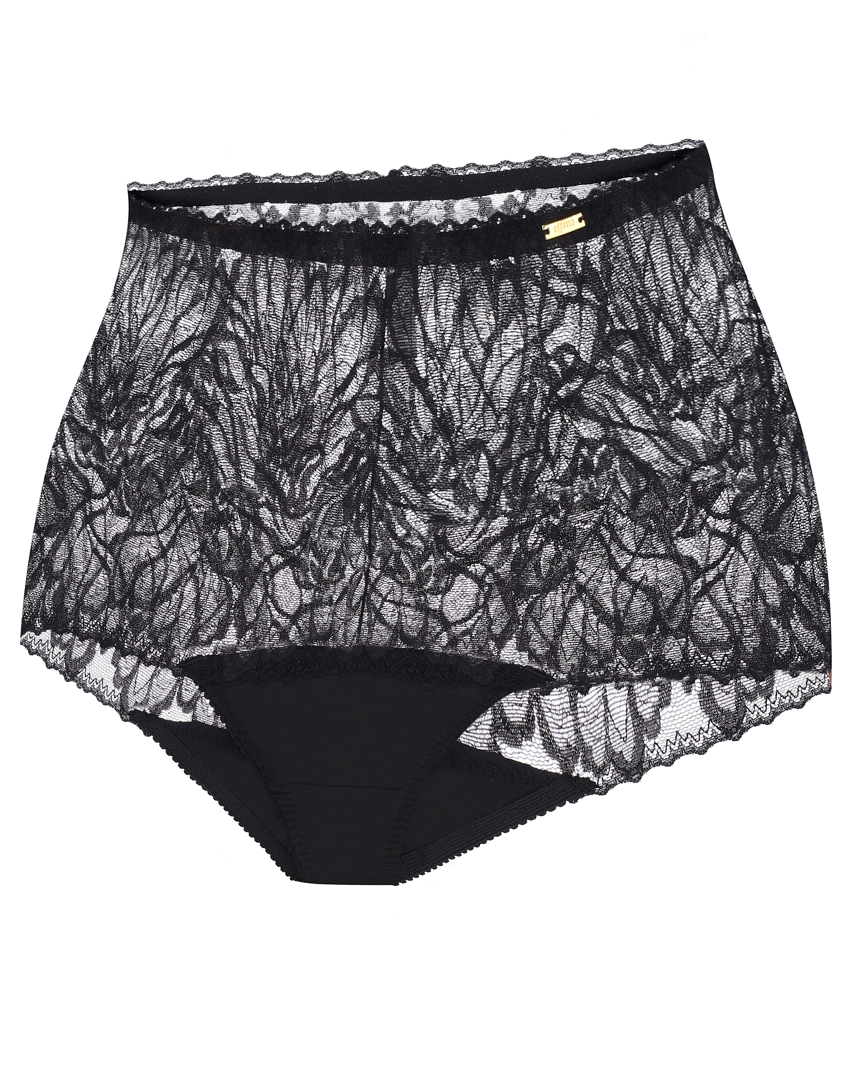 High-waisted light shape lace Briefs 024 028 black