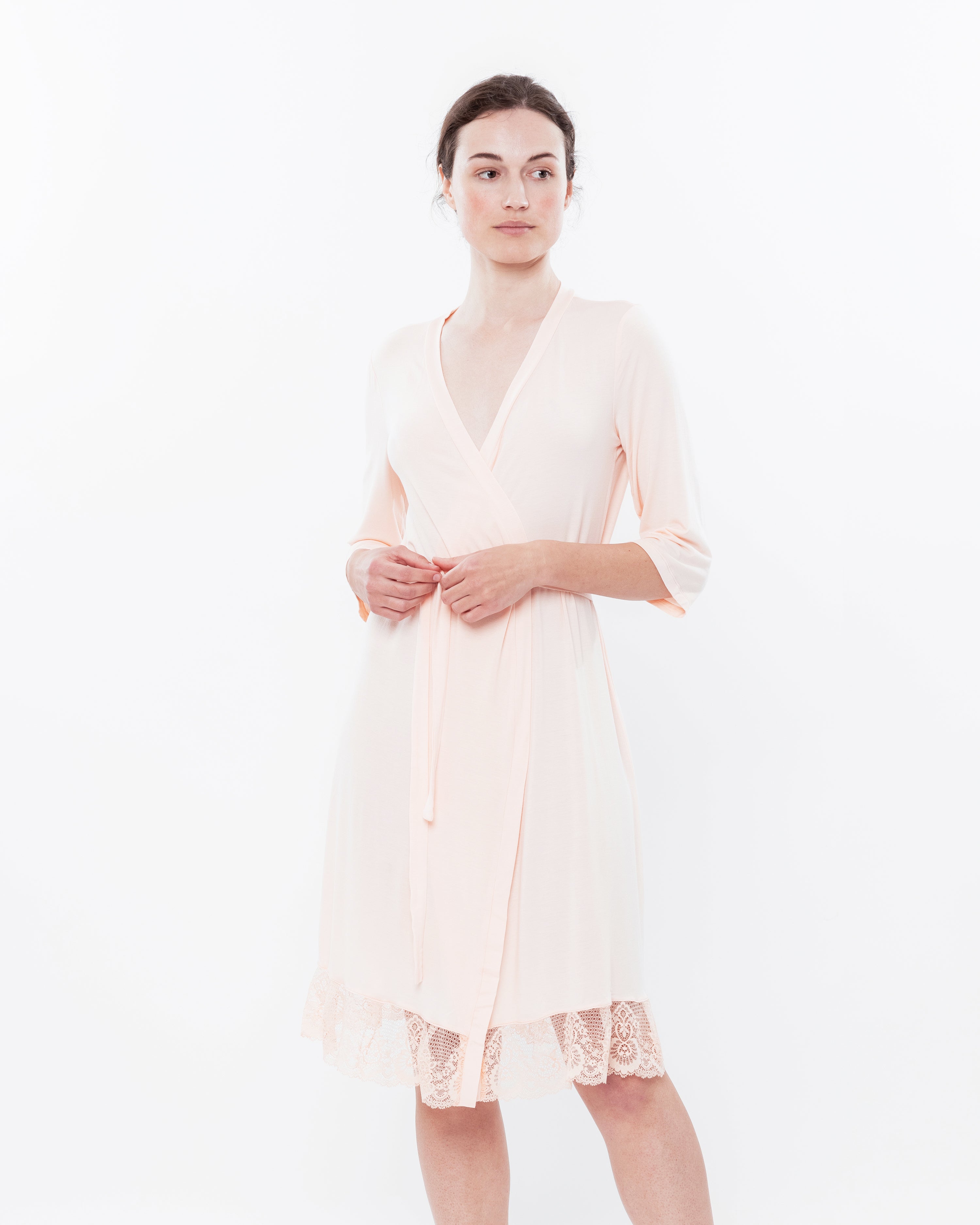 Bamboo 3/4 sleeve Robe 0252 light peach