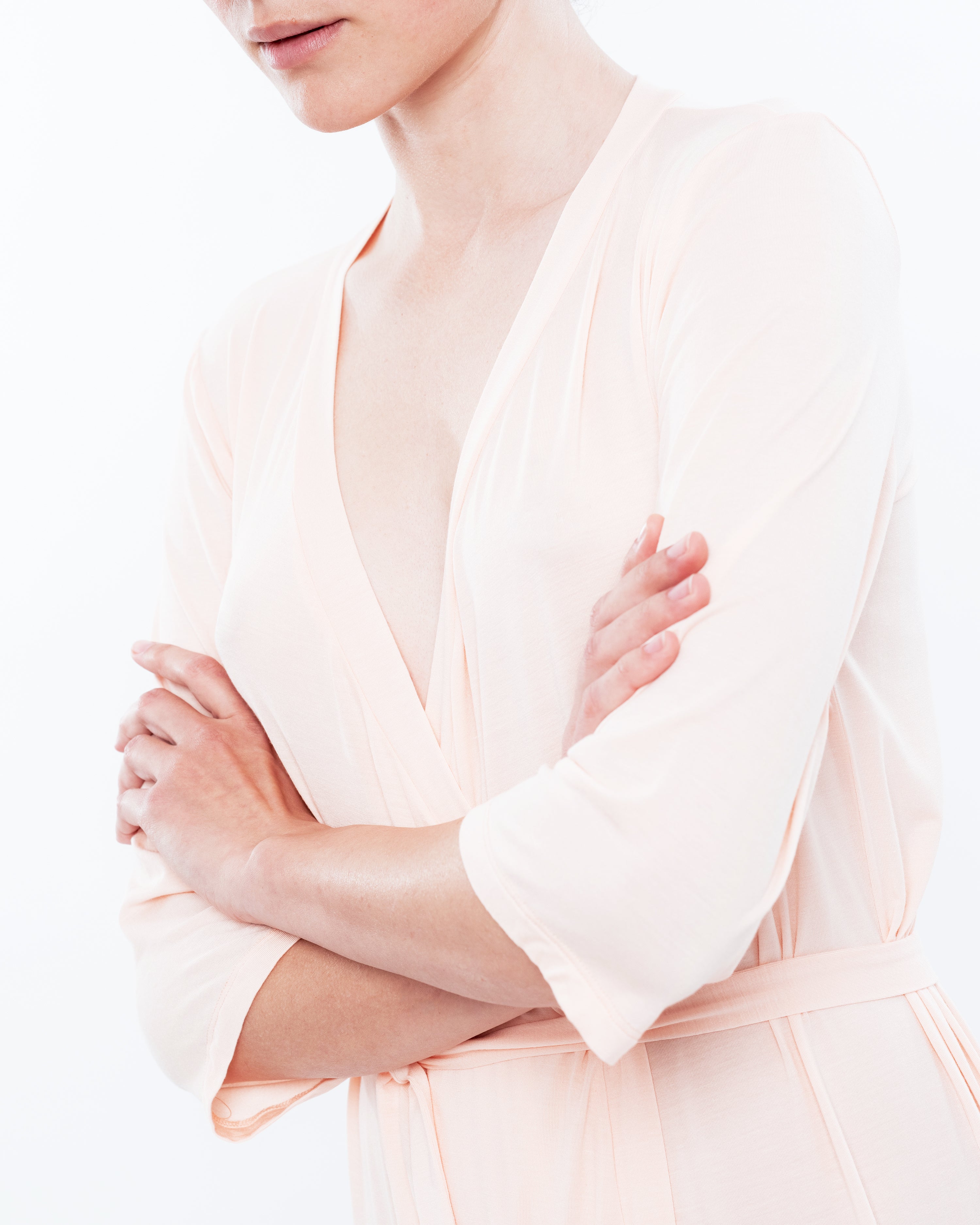 Bamboo 3/4 sleeve Robe 0252 light peach