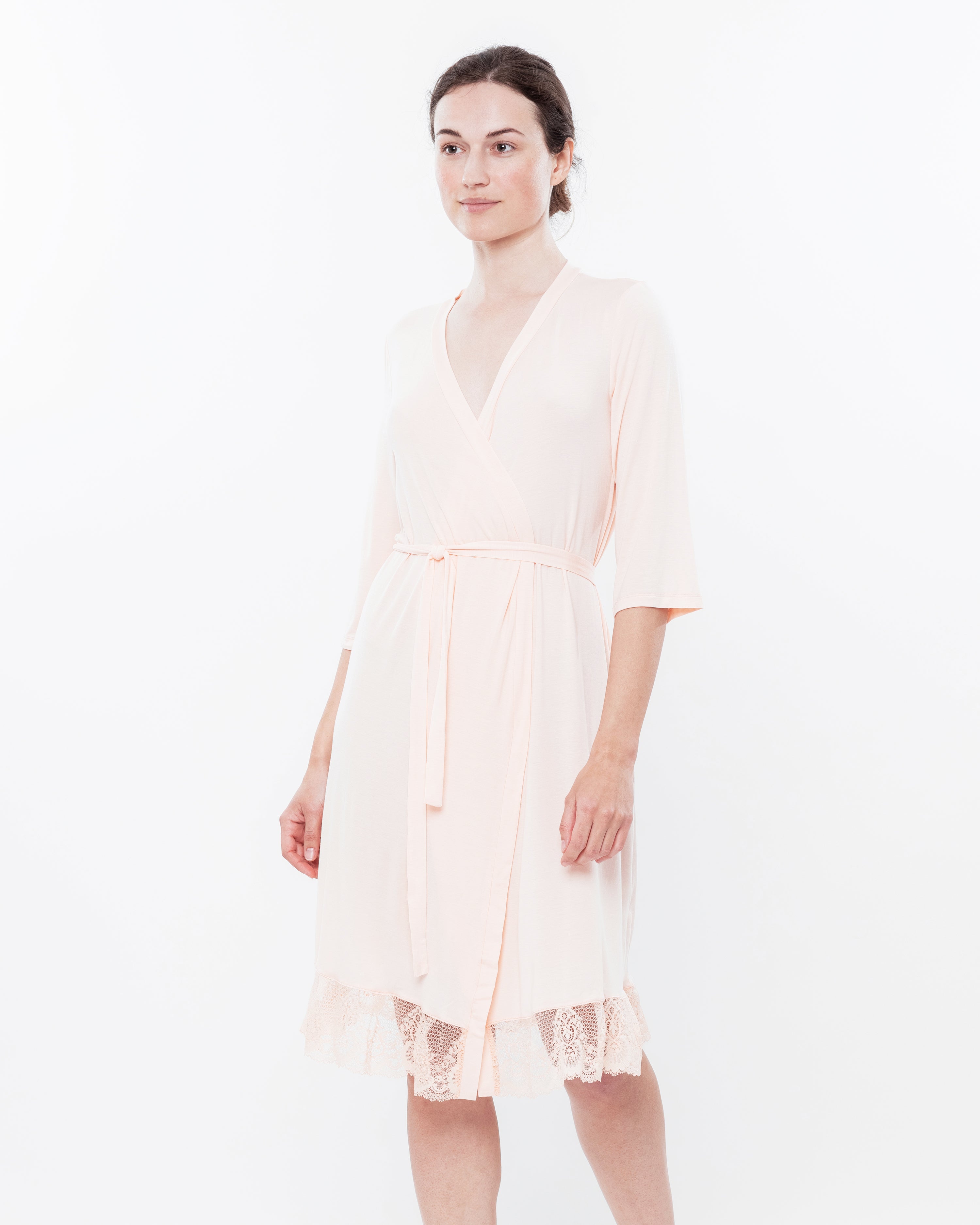 Bamboo 3/4 sleeve Robe 0252 light peach