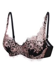 Plunge padded push-up Bra 026 011 black/pink