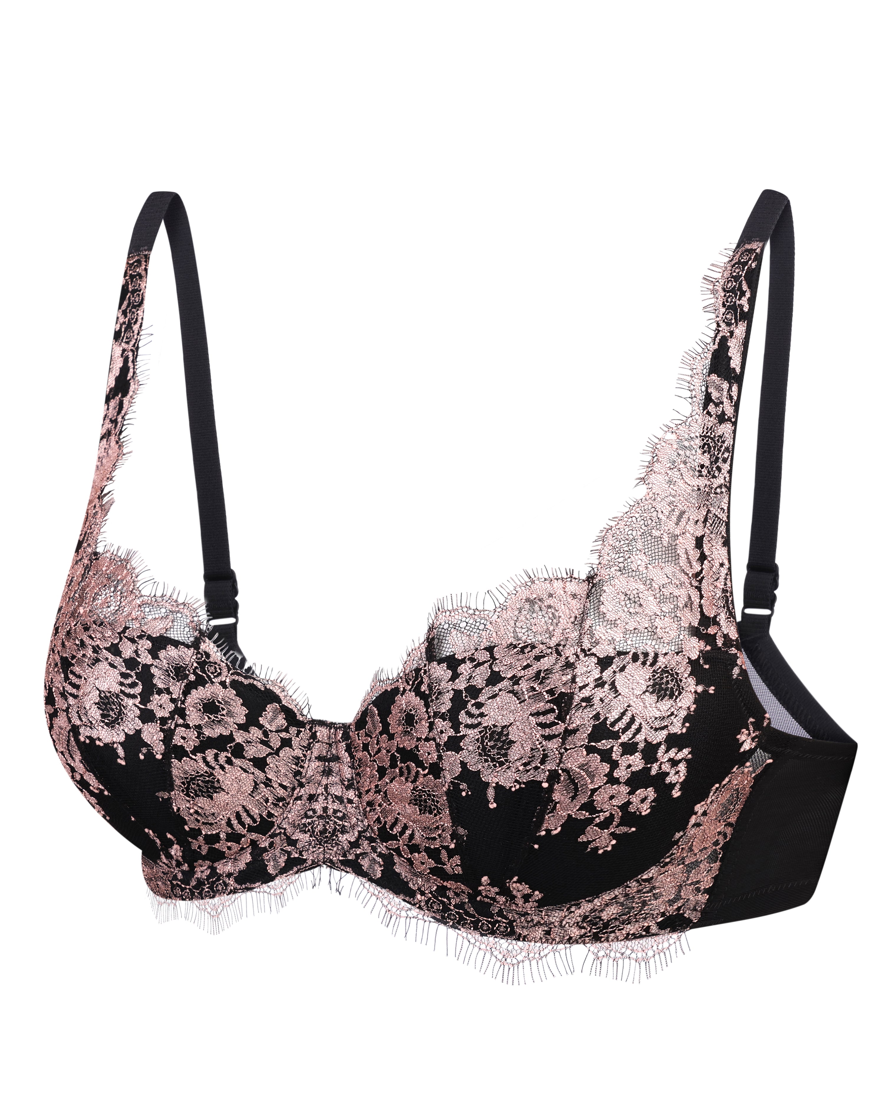 Plunge padded push-up Bra 026 011 black/pink