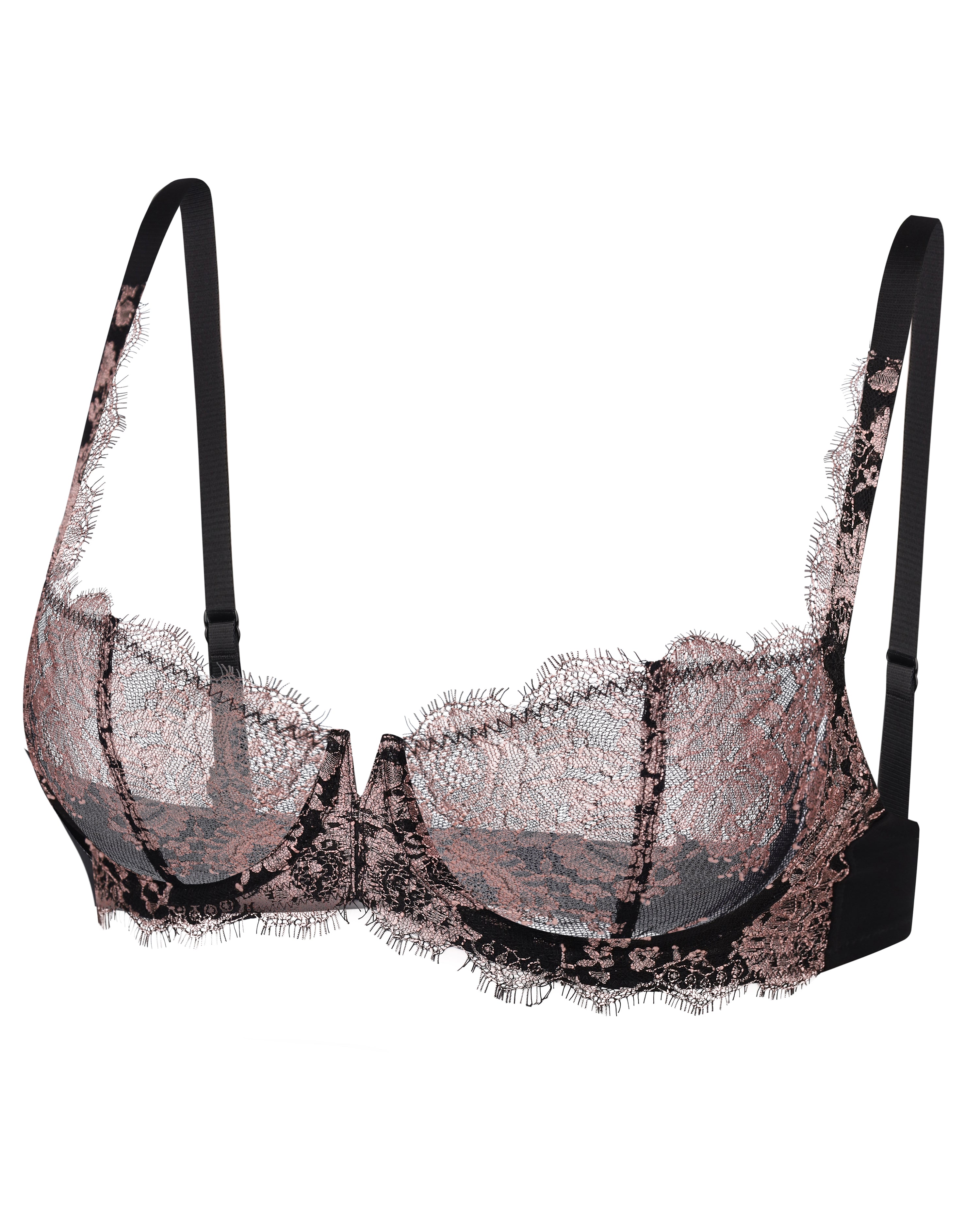 Non-padded balconette Bra 026 014 black/pink