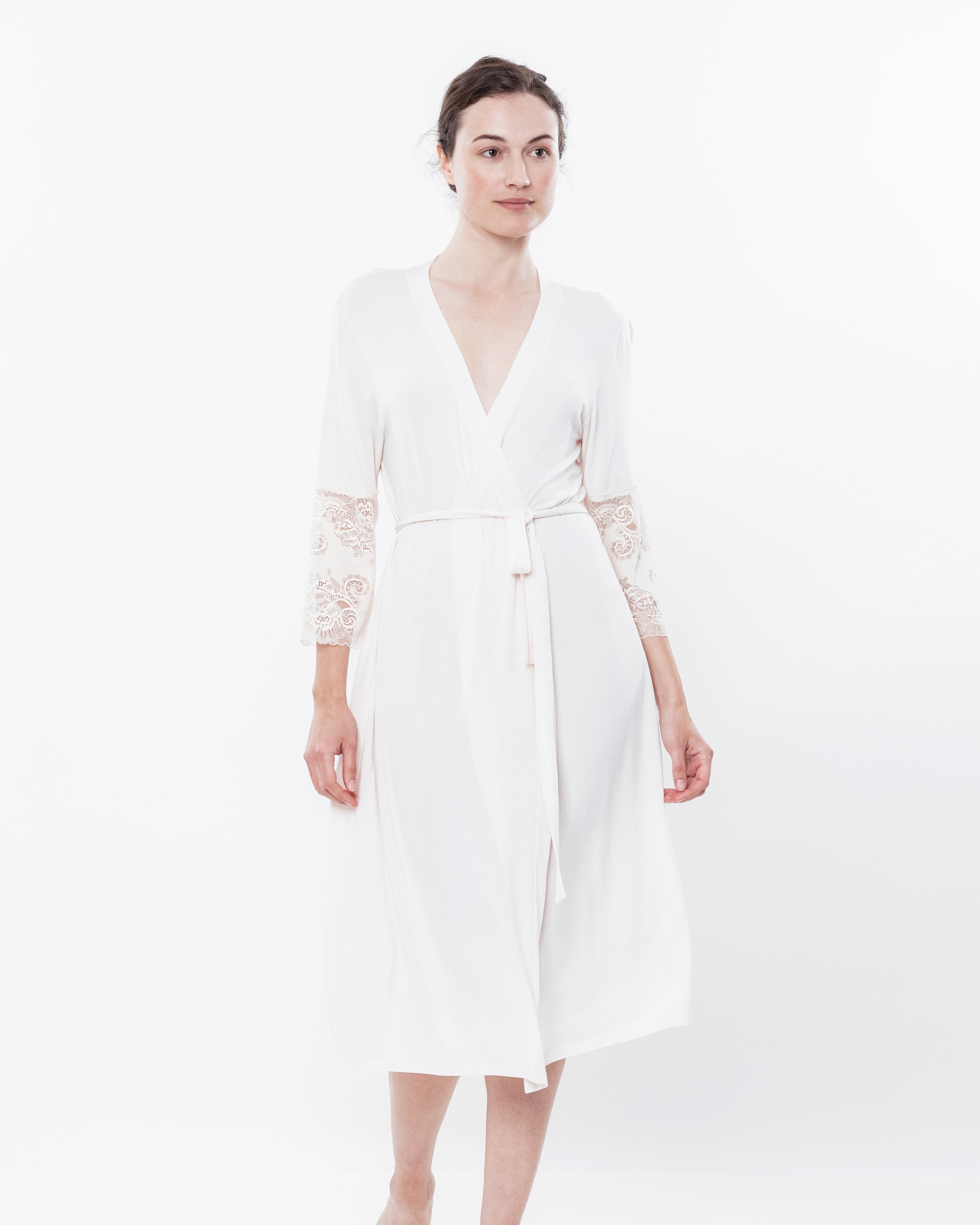 Bamboo 3/4 sleeve Robe 0265 crema