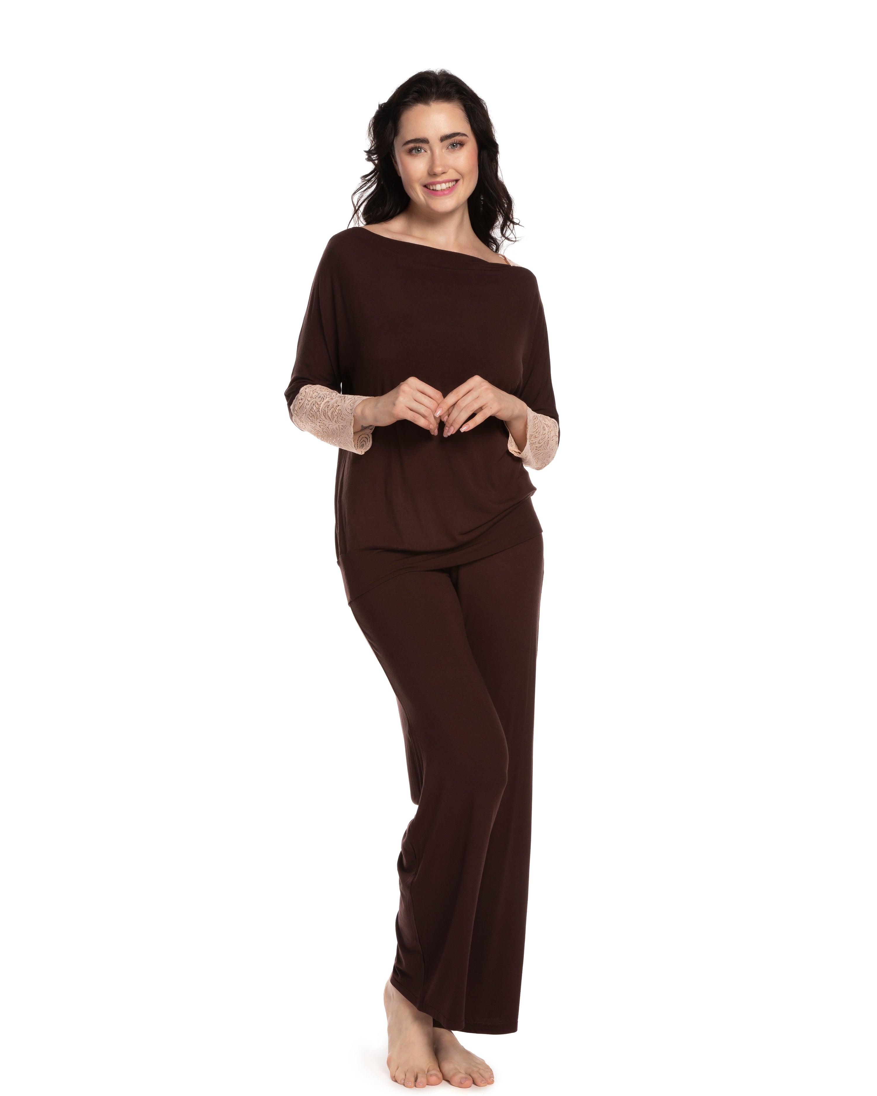 Bamboo long sleeve Pajama set 0277 alpine chocolate