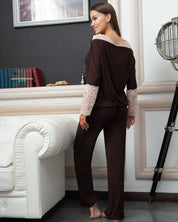Bamboo long sleeve Pajama set 0277 alpine chocolate