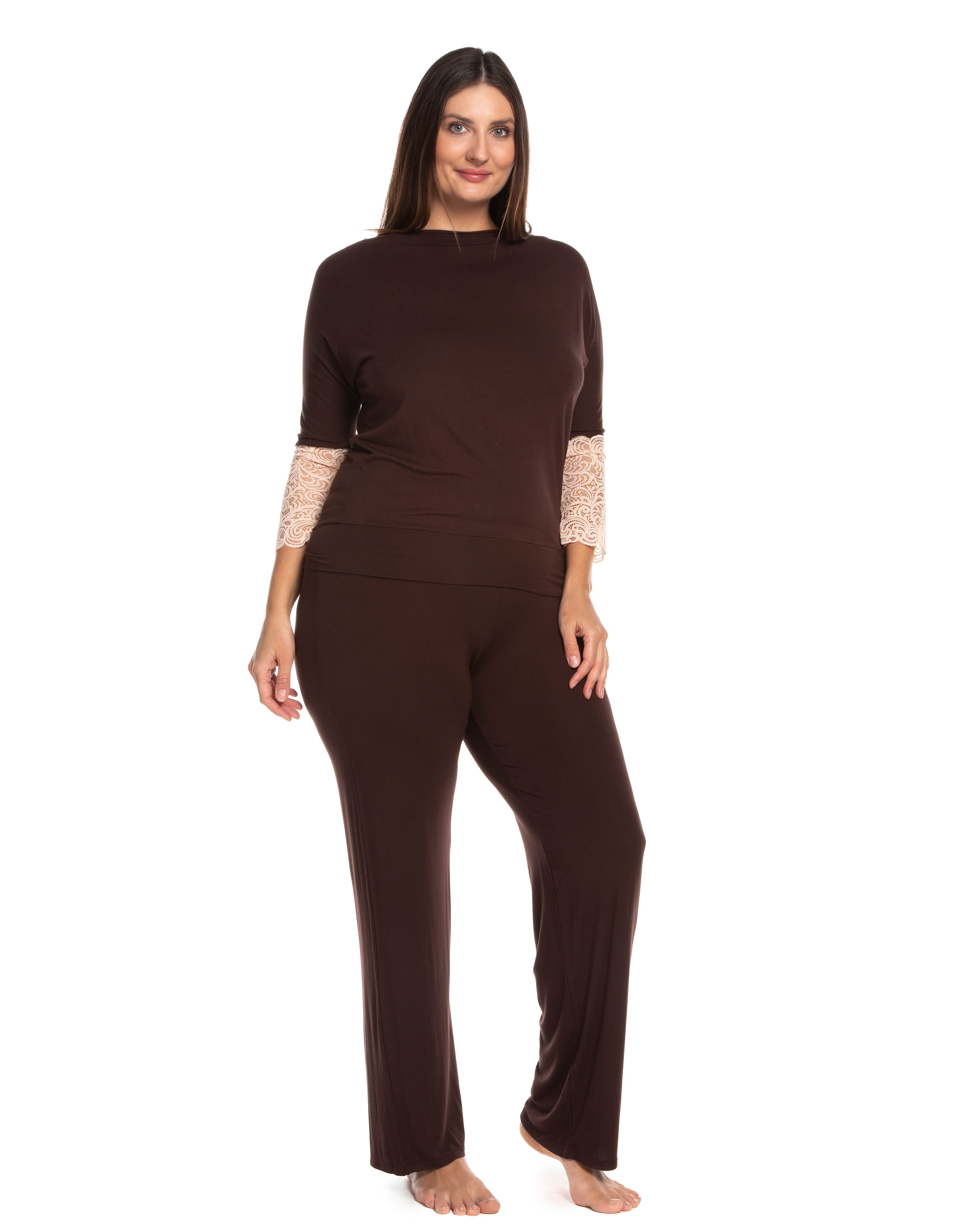 Bamboo long sleeve Pajama set 0277 alpine chocolate