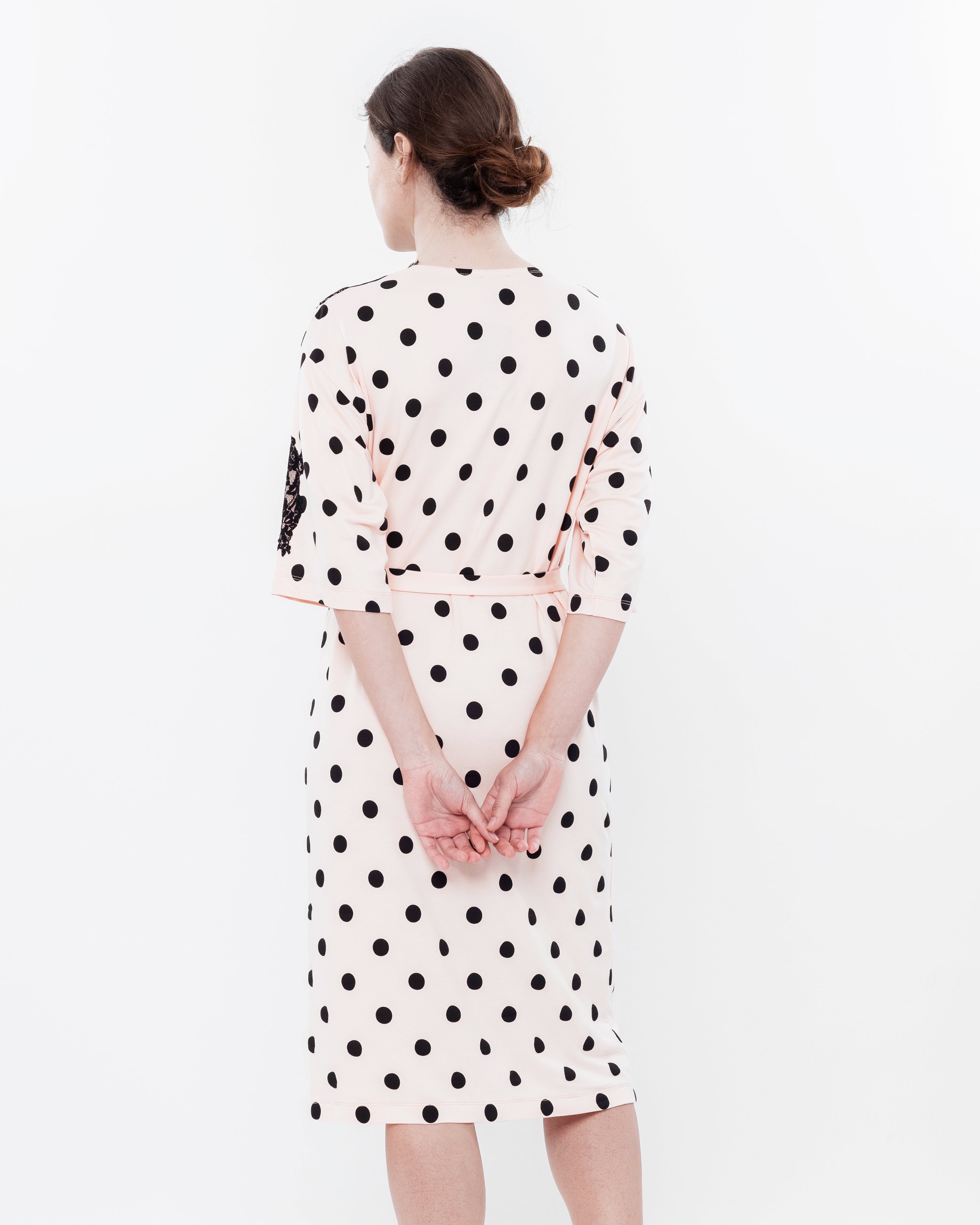 French terry 3/4 sleeve Robe 03108 peach
