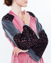 Velour kimono Robe 03114 powder/grey
