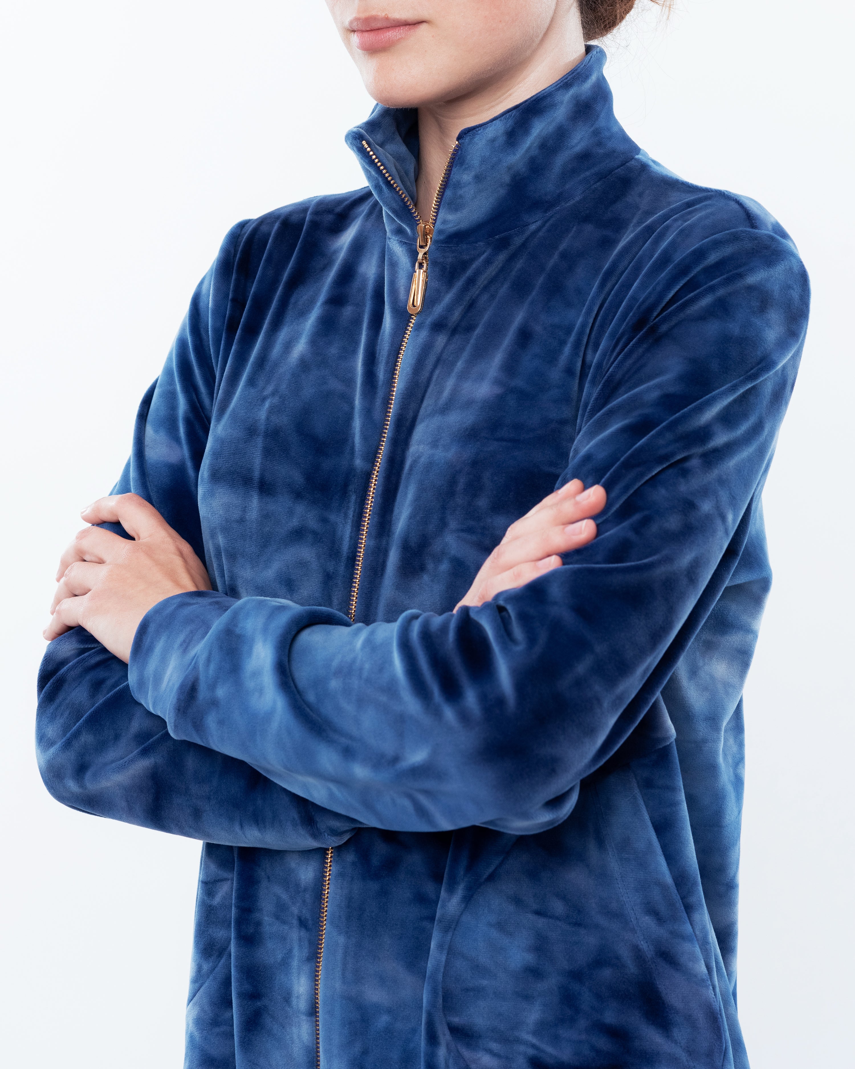Velour long sleeve Robe 03121 blue
