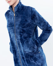 Velour long sleeve Robe 03121 blue