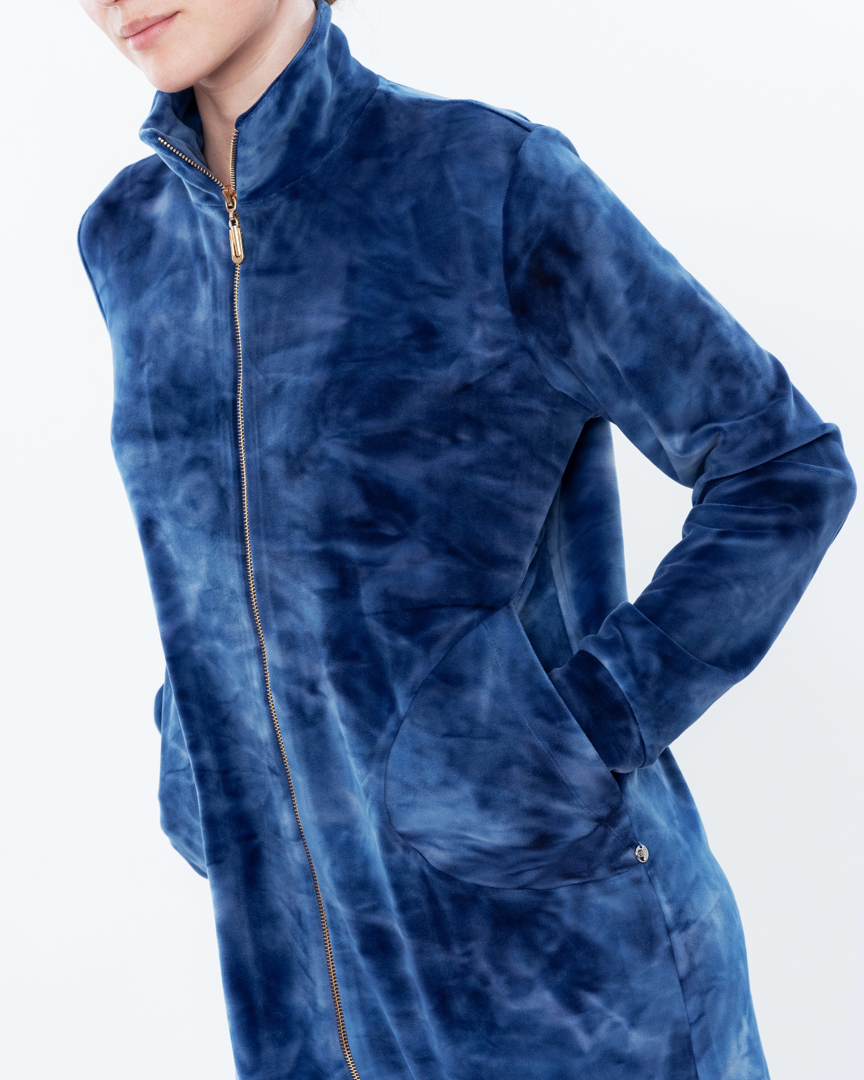Velour long sleeve Robe 03121 blue