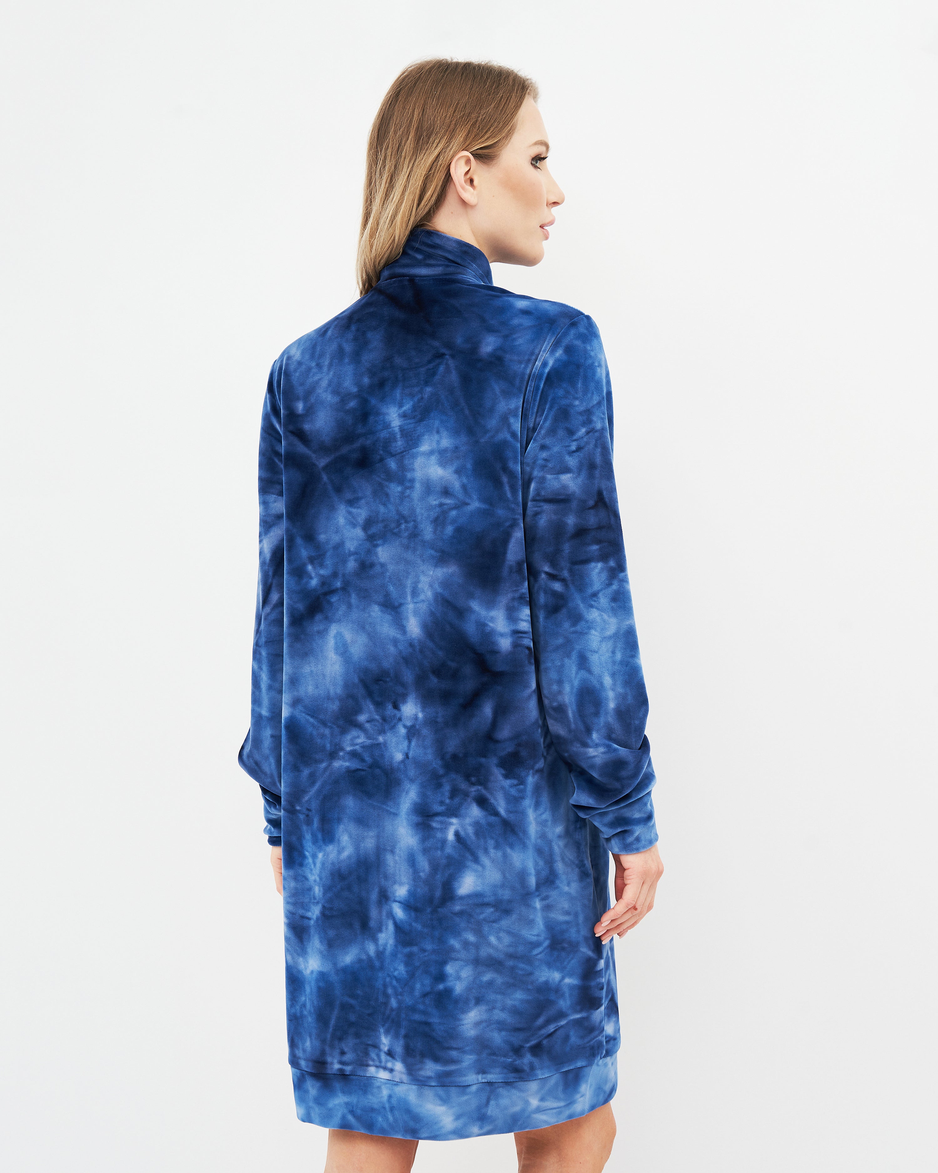 Velour long sleeve Robe 03121 blue