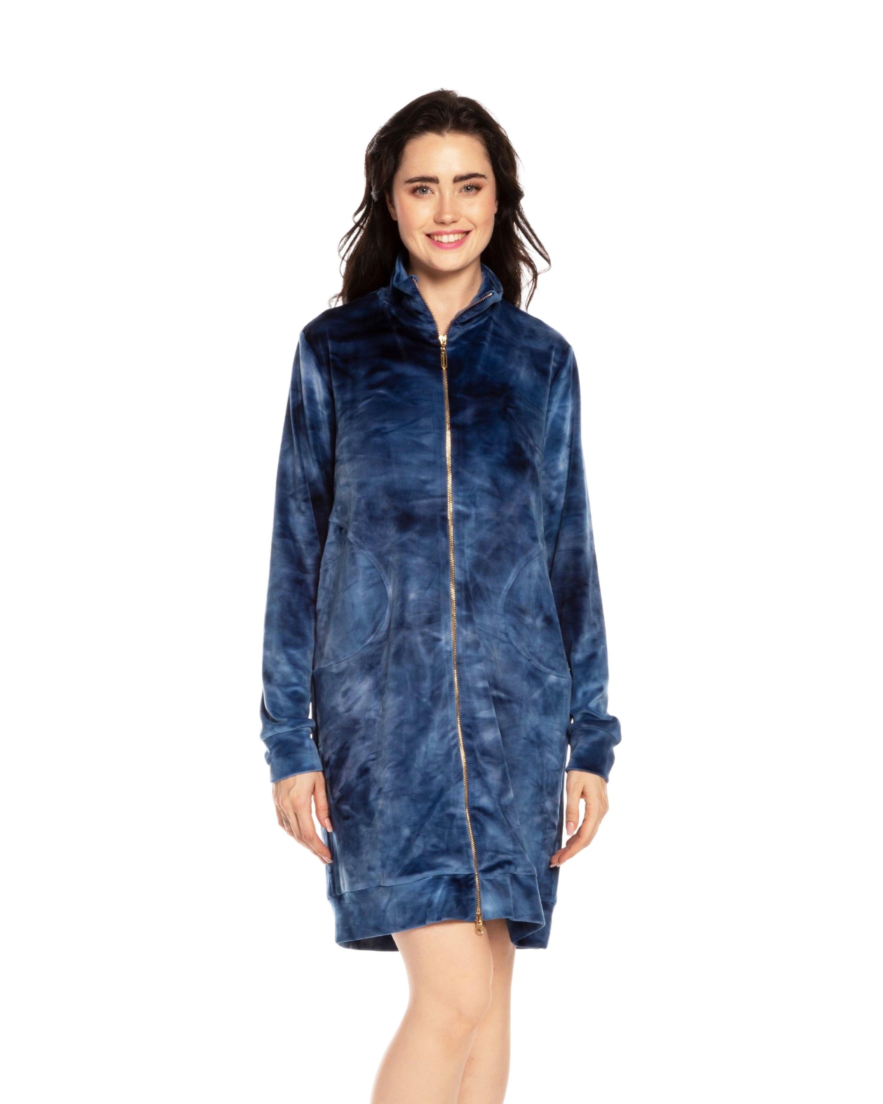 Velour long sleeve Robe 03121 blue