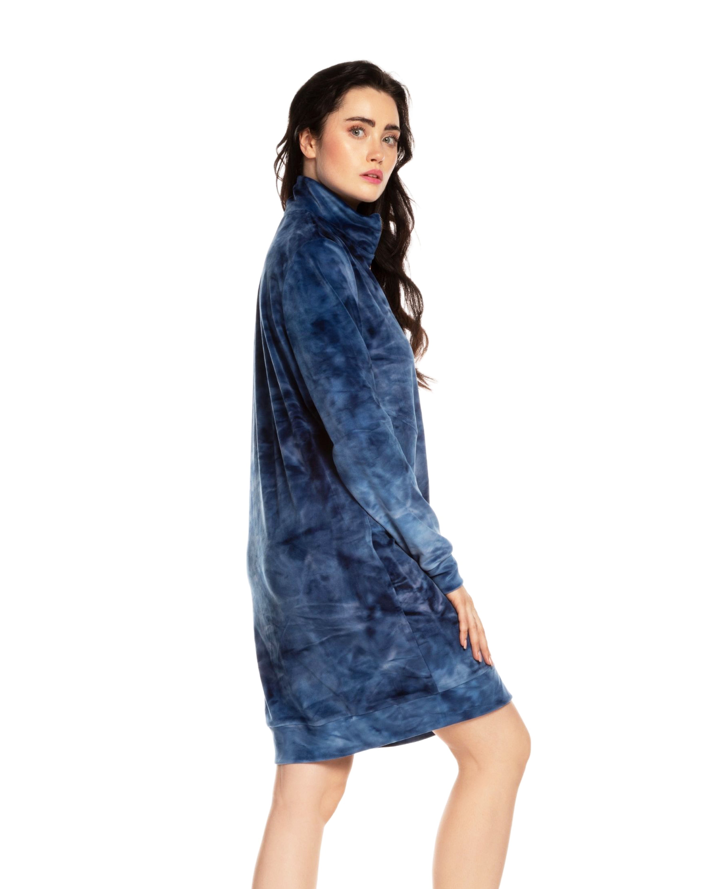 Velour long sleeve Robe 03121 blue