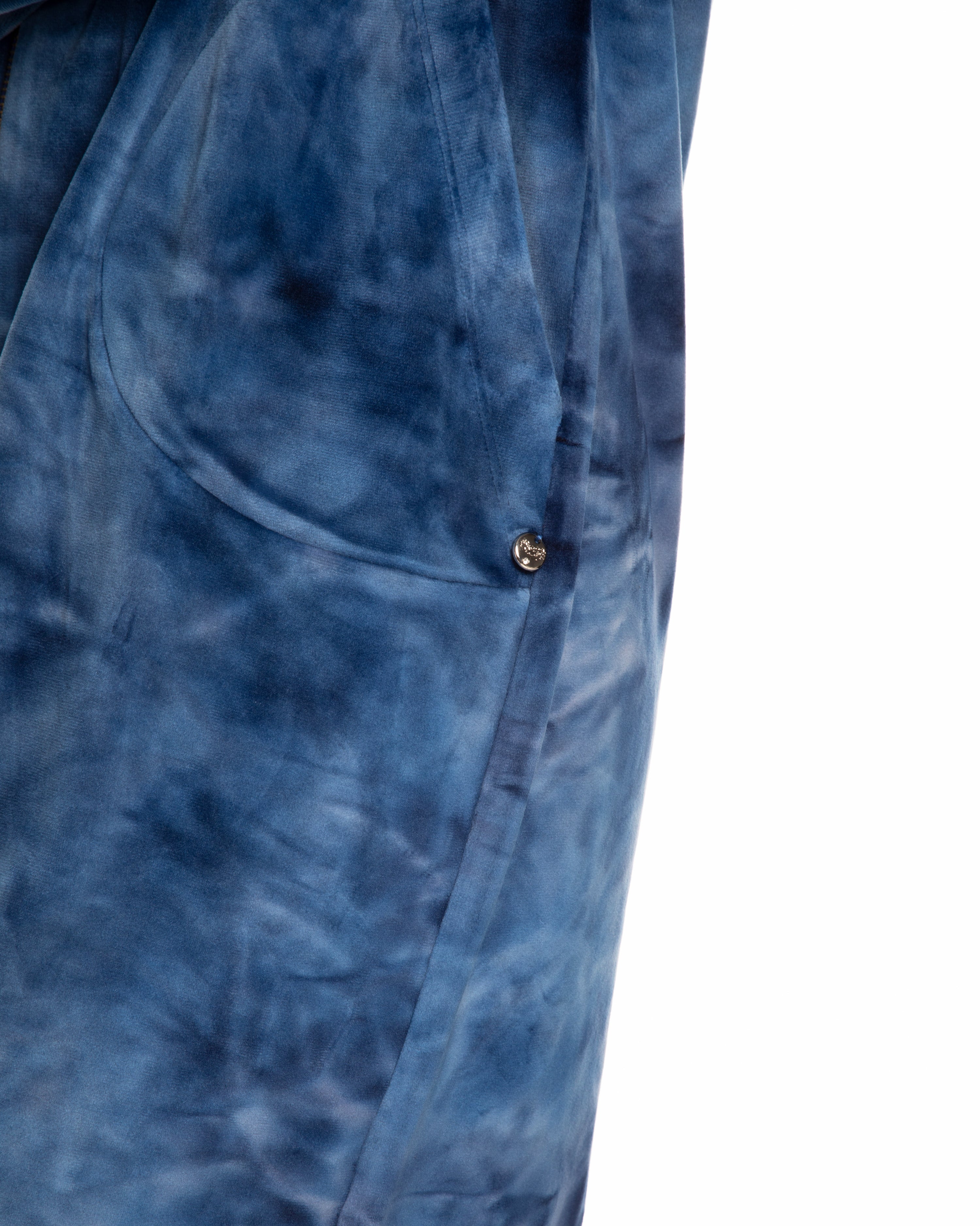 Velour long sleeve Robe 03121 blue