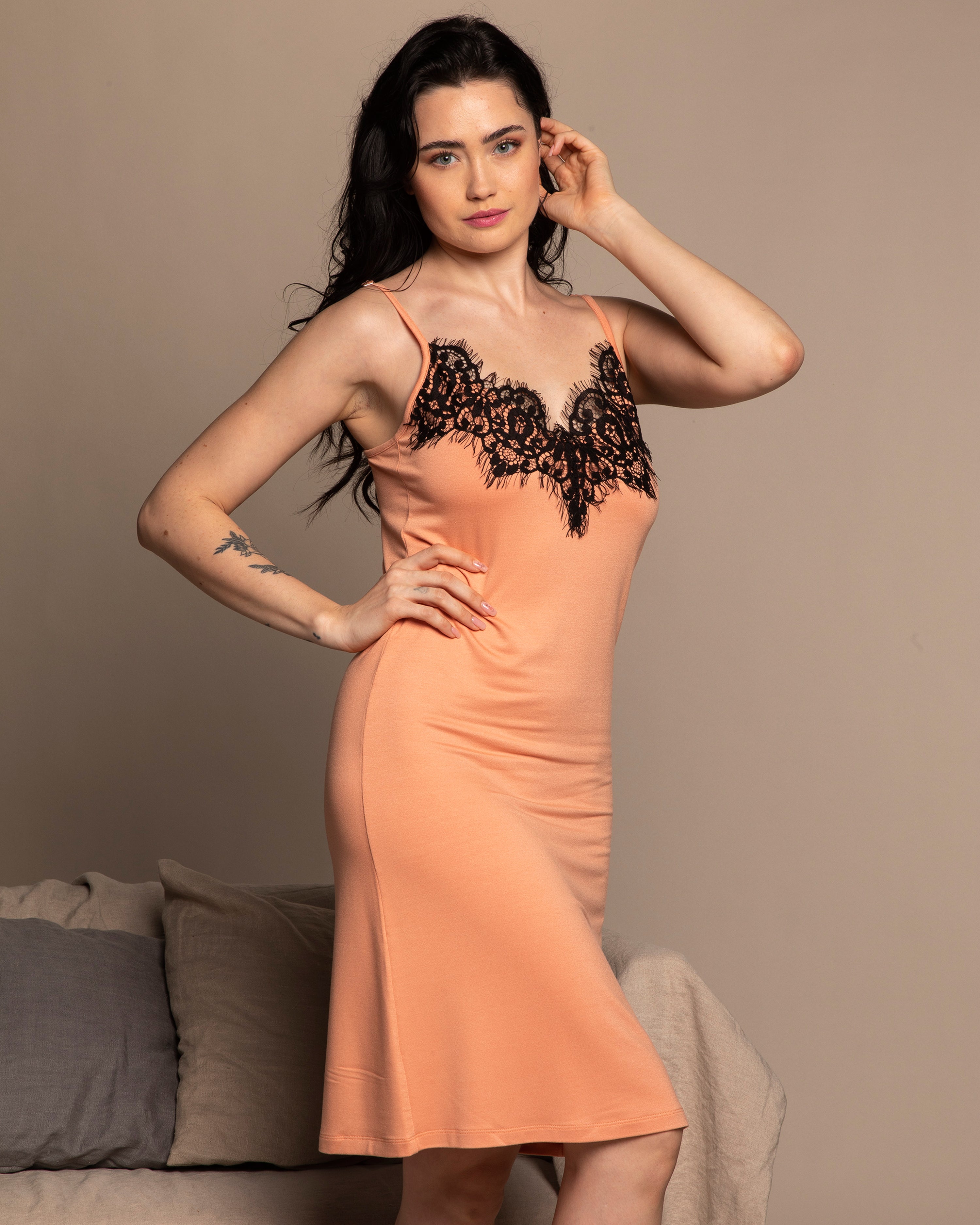 French terry Chemise spaghetti strap 03133 coral