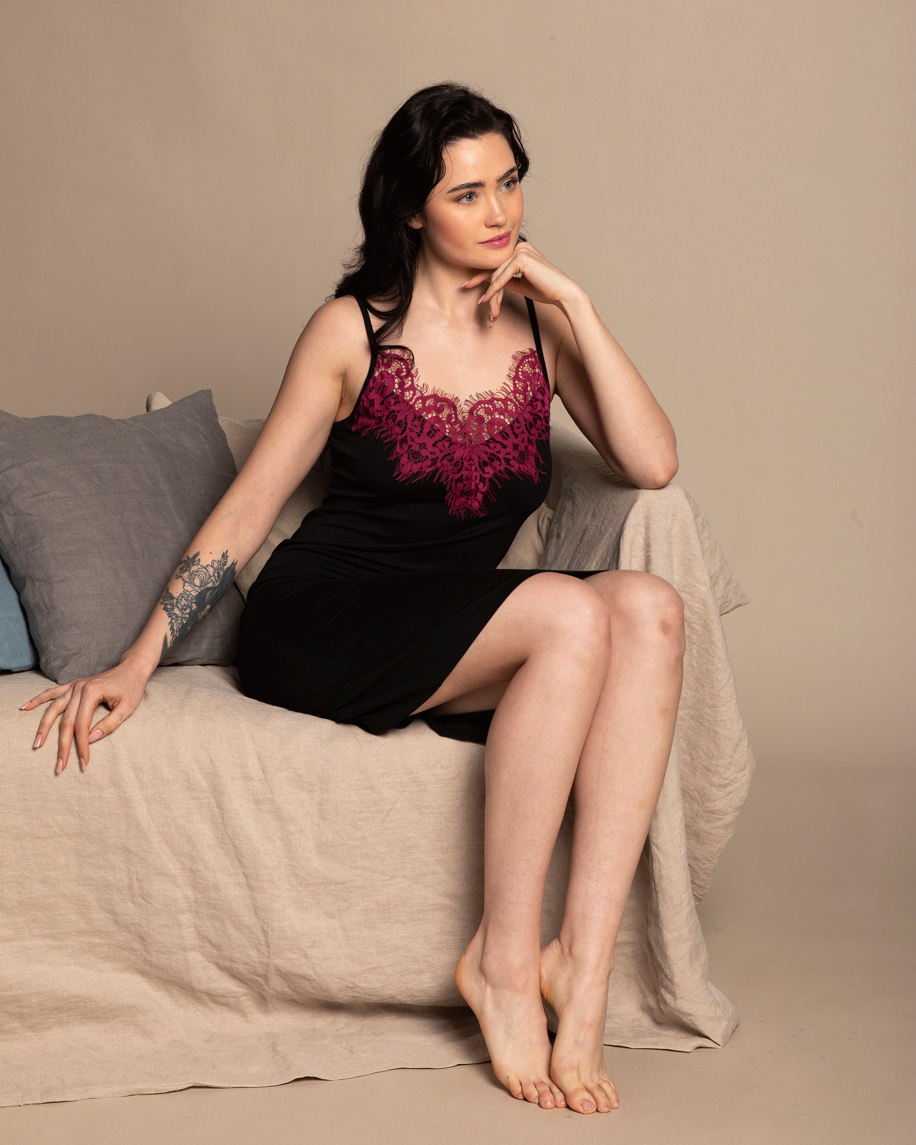 French terry Chemise spaghetti strap 03135 black