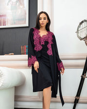 French terry long sleeve Robe 03136 black