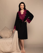 French terry long sleeve Robe 03136 black
