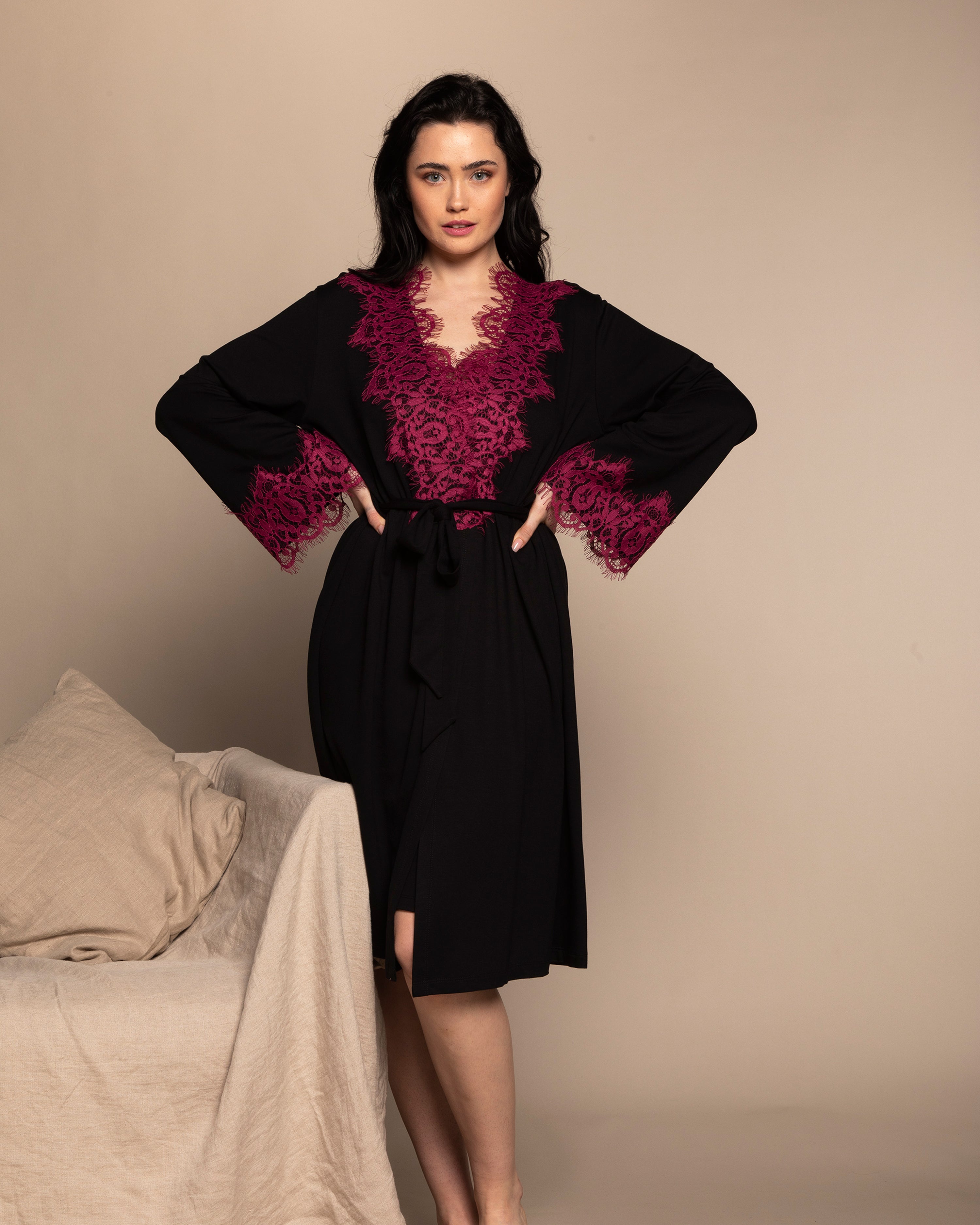 French terry long sleeve Robe 03136 black