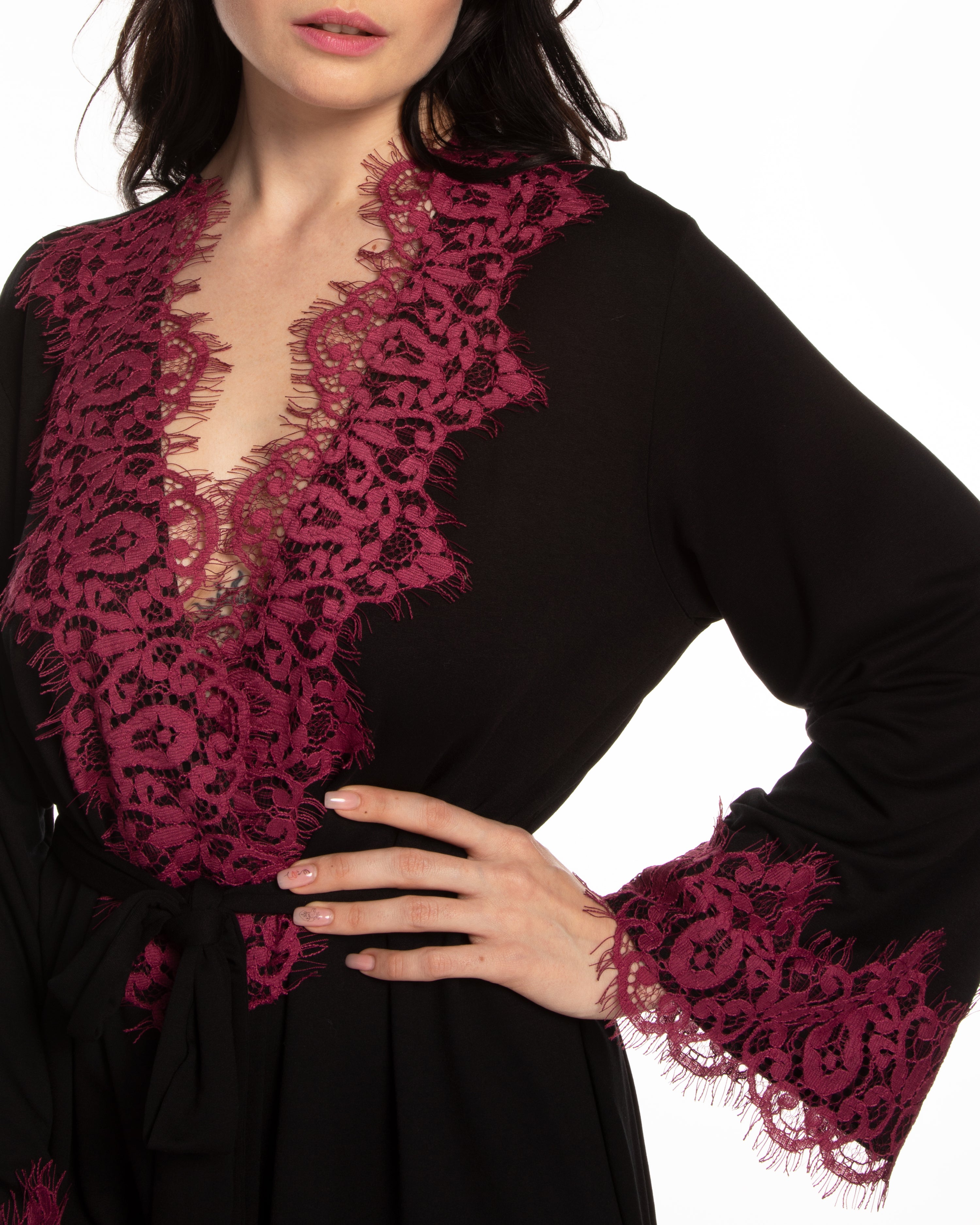 French terry long sleeve Robe 03136 black