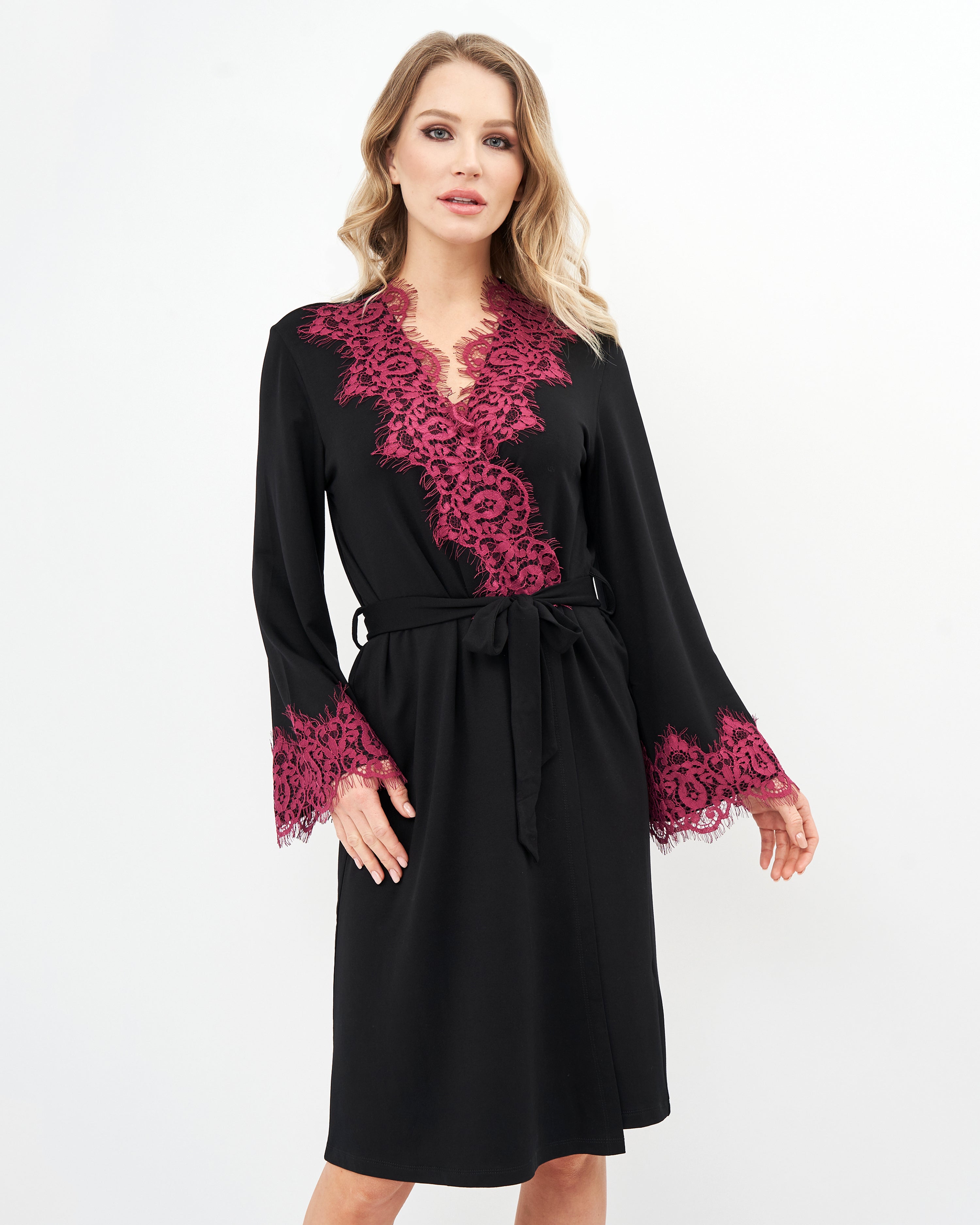 French terry long sleeve Robe 03136 black