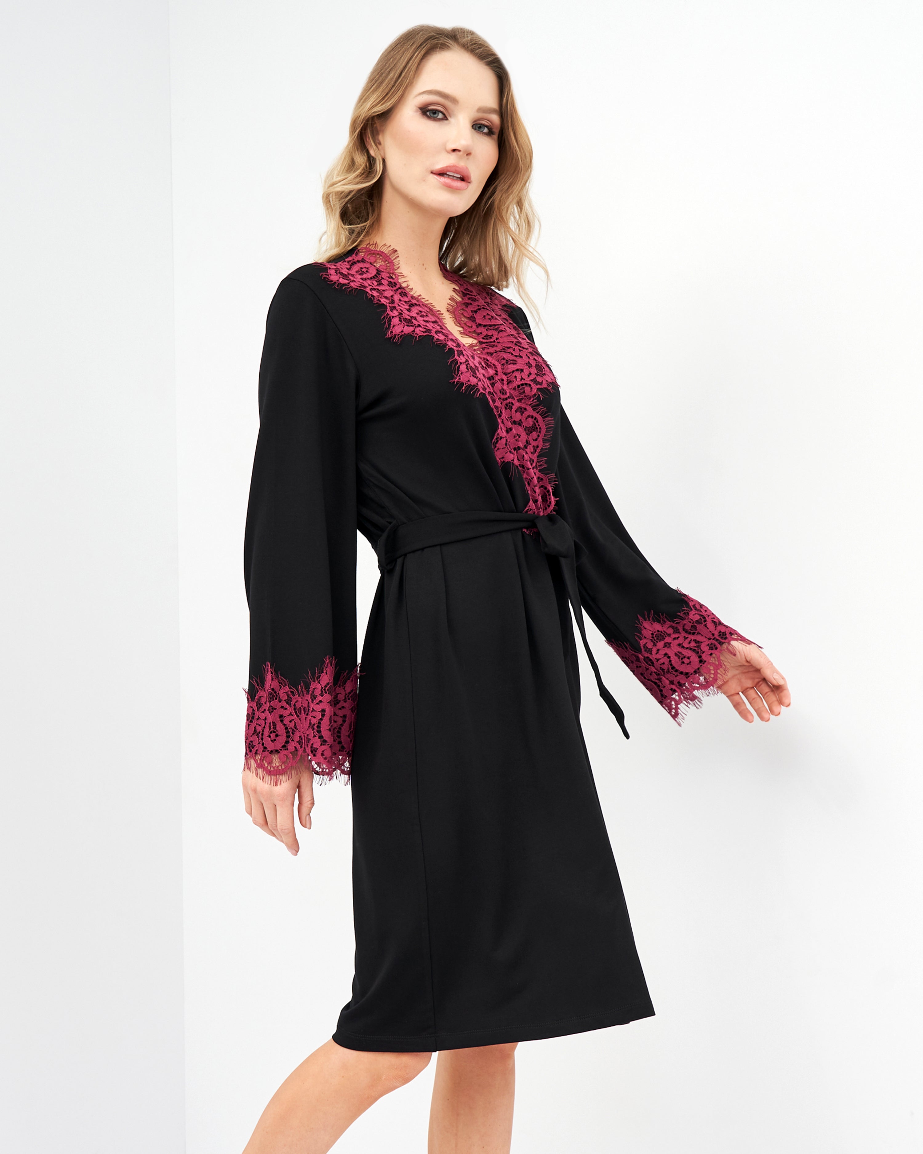 French terry long sleeve Robe 03136 black