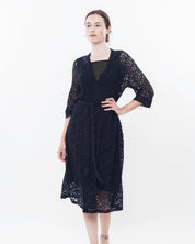 Lace 3/4 sleeve Robe 03140 navy