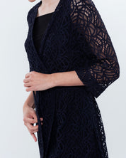 Lace 3/4 sleeve Robe 03140 navy