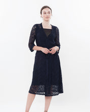 Lace 3/4 sleeve Robe 03140 navy