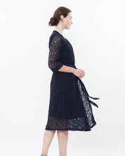 Lace 3/4 sleeve Robe 03140 navy