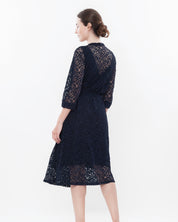 Lace 3/4 sleeve Robe 03140 navy