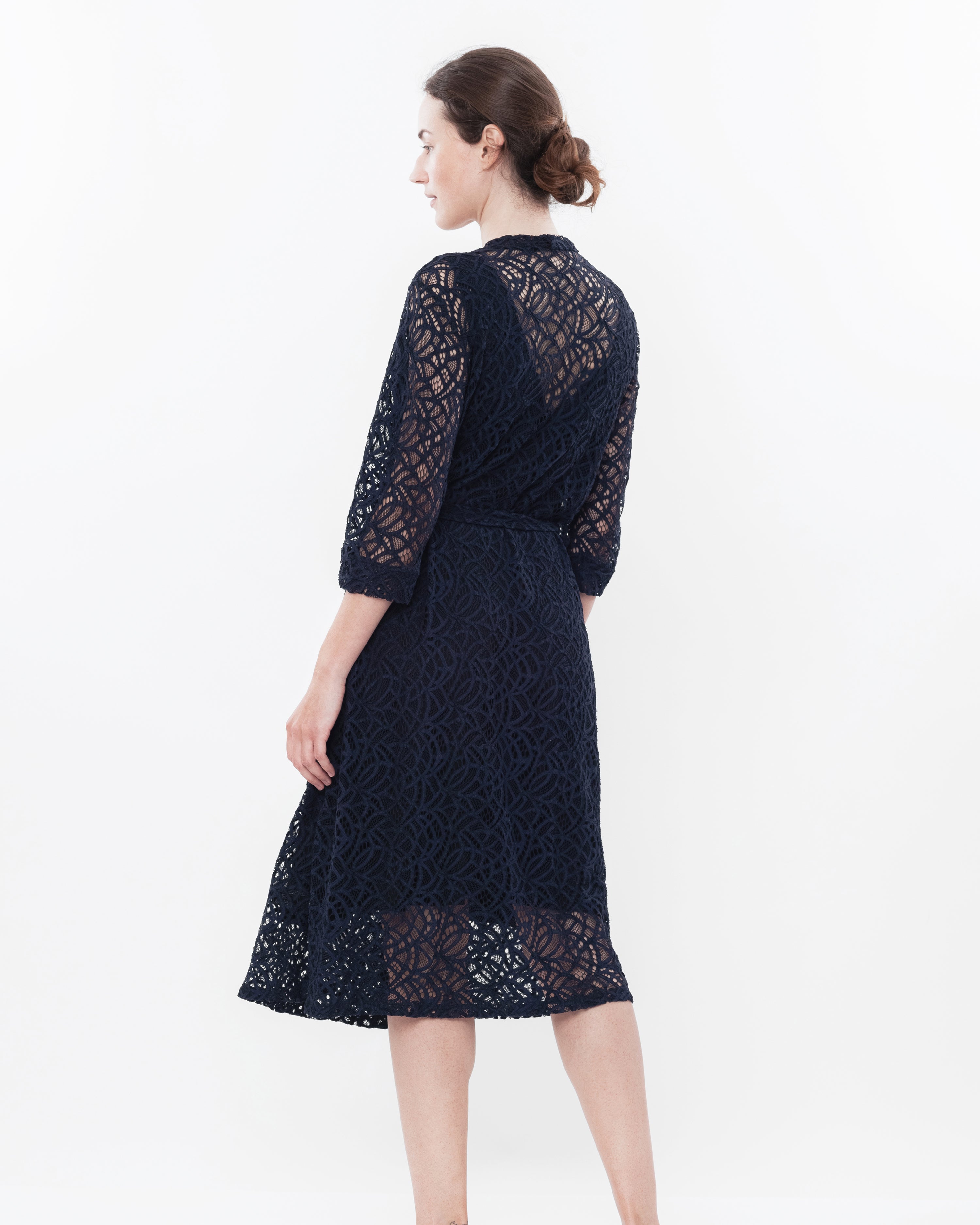 Lace 3/4 sleeve Robe 03140 navy