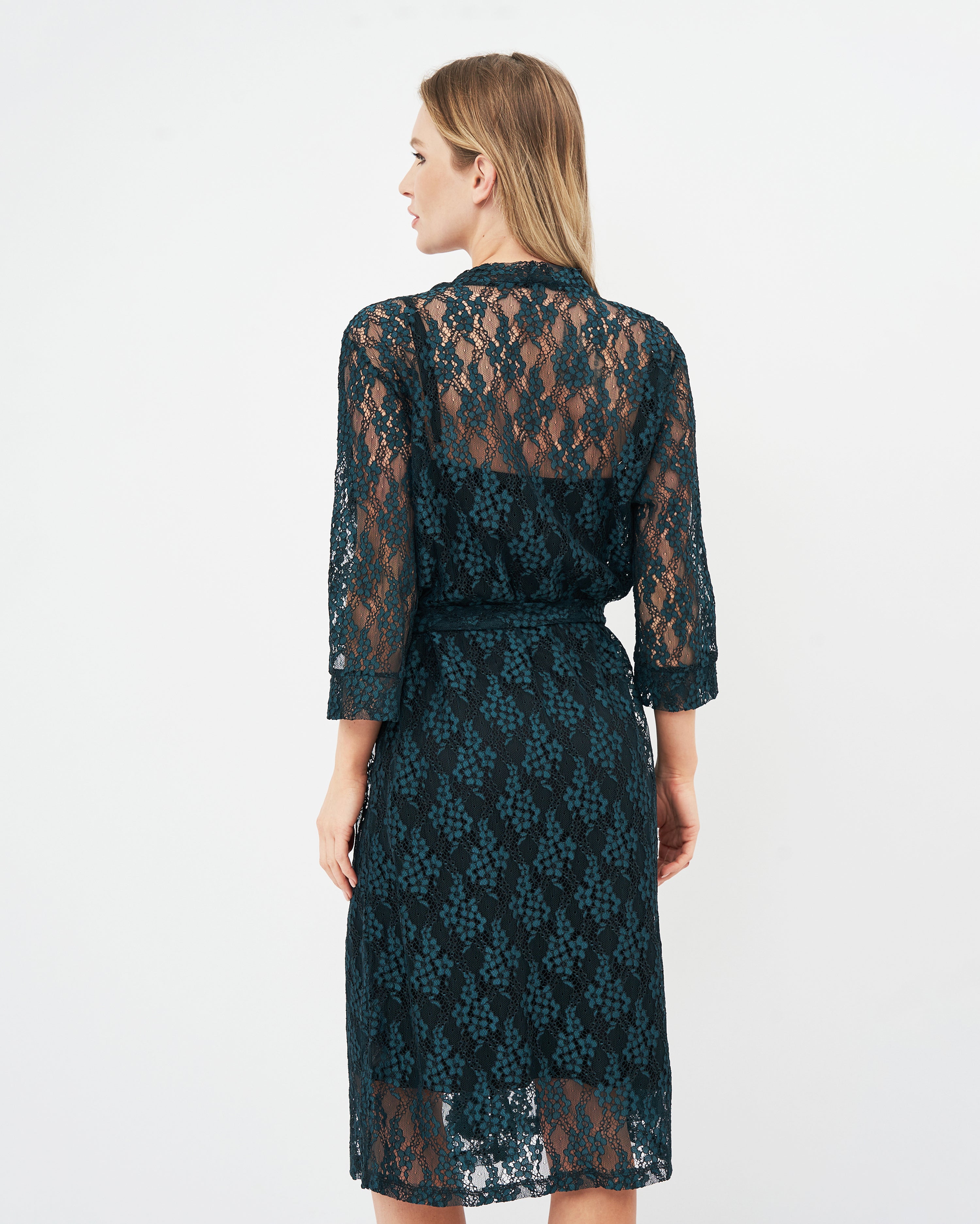 Lace 3/4 sleeve Robe 03143 green