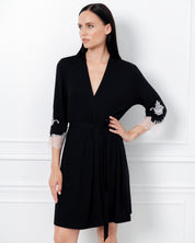 Bamboo 3/4 sleeve Robe 03161 black