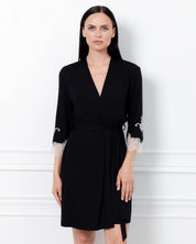 Bamboo 3/4 sleeve Robe 03161 black