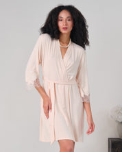 Bamboo 3/4 sleeve Robe 03161 rosy peach