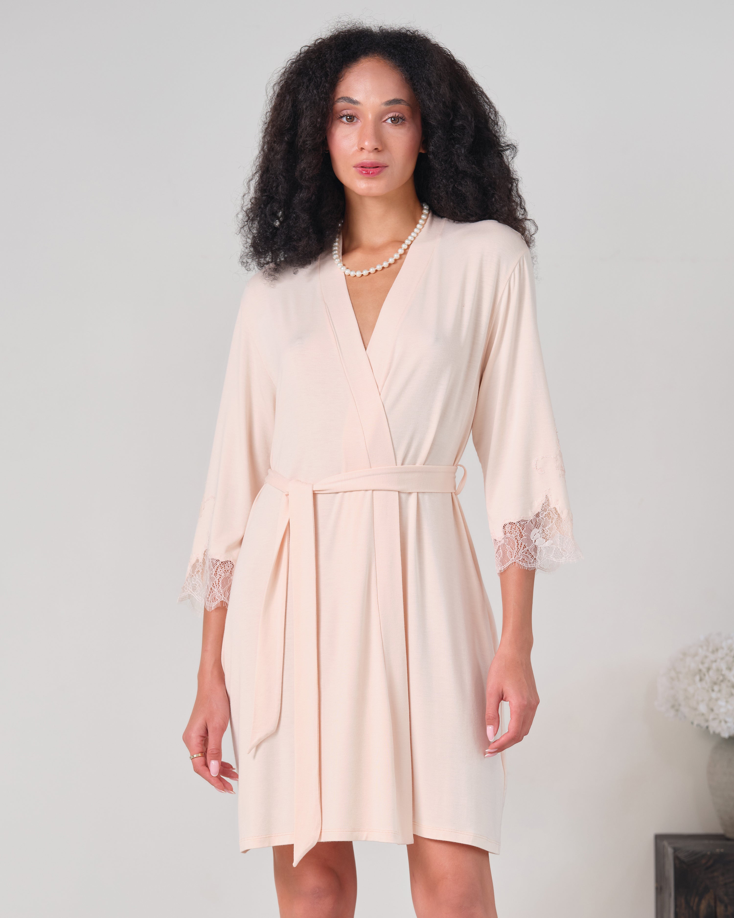 Bamboo 3/4 sleeve Robe 03161 rosy peach