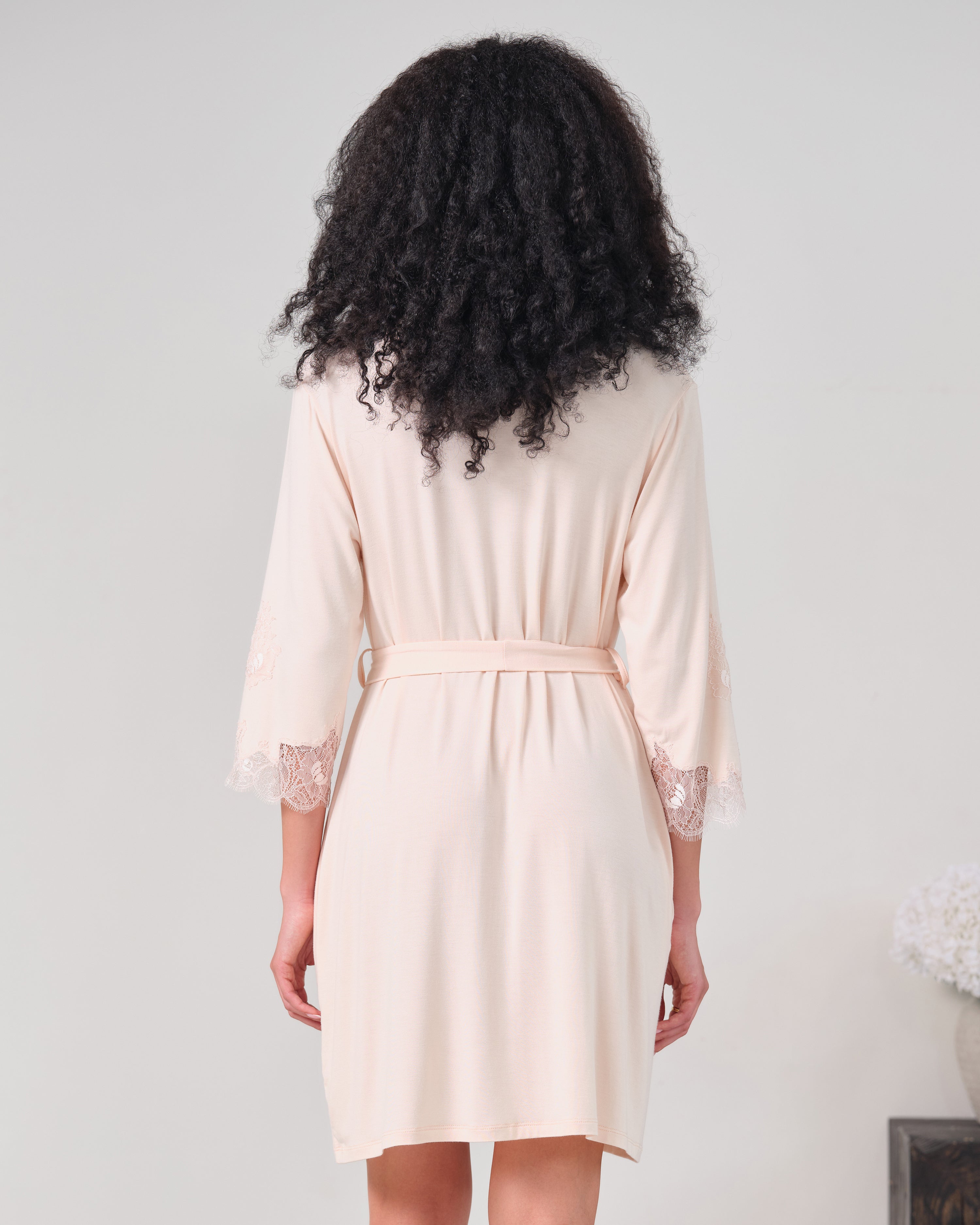 Bamboo 3/4 sleeve Robe 03161 rosy peach