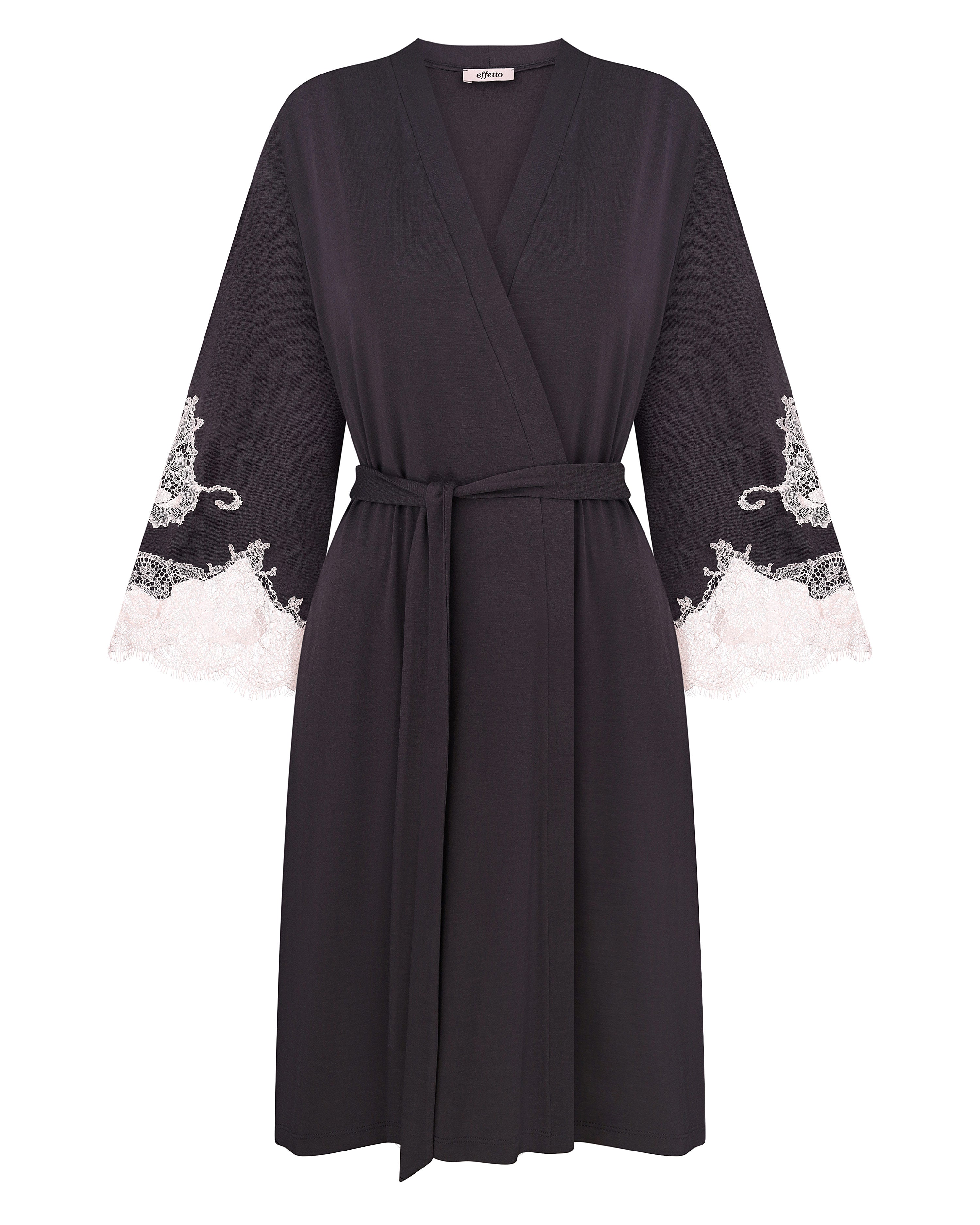 Bamboo 3/4 sleeve Robe 03161 smoke grey