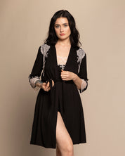 Bamboo 3/4 sleeve Robe 03161O black