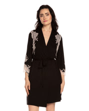 Bamboo 3/4 sleeve Robe 03161O black